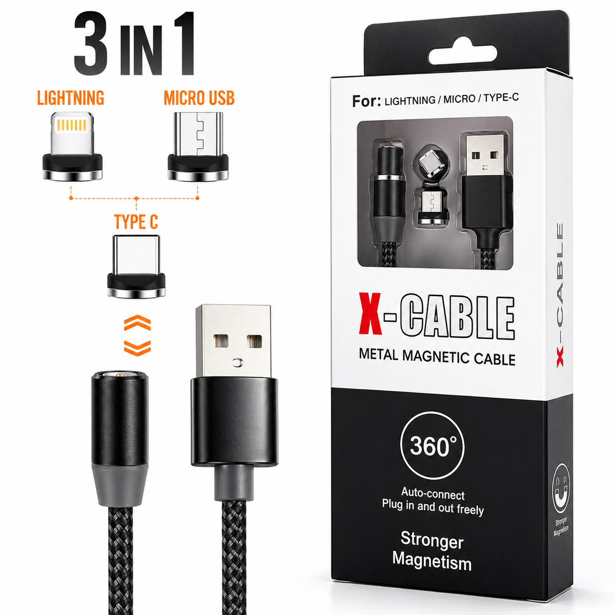 Cable Magnético 3 en 1
