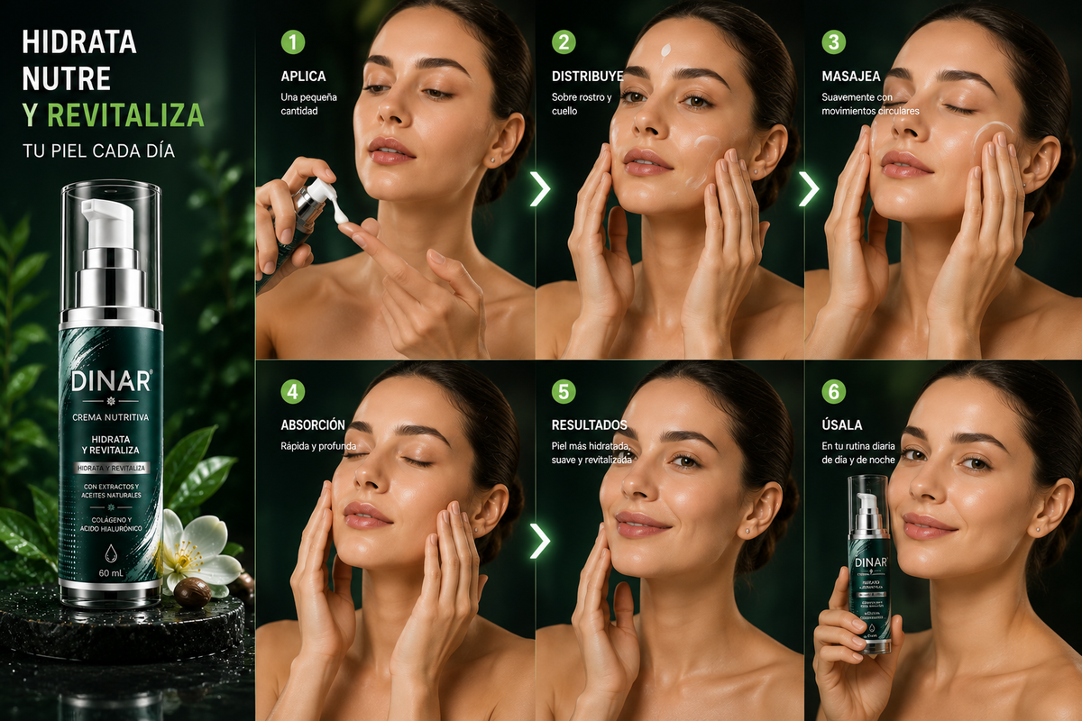 Crema Nutritiva Facial Dinar – Colágeno + Ácido Hialurónico | 60 mL